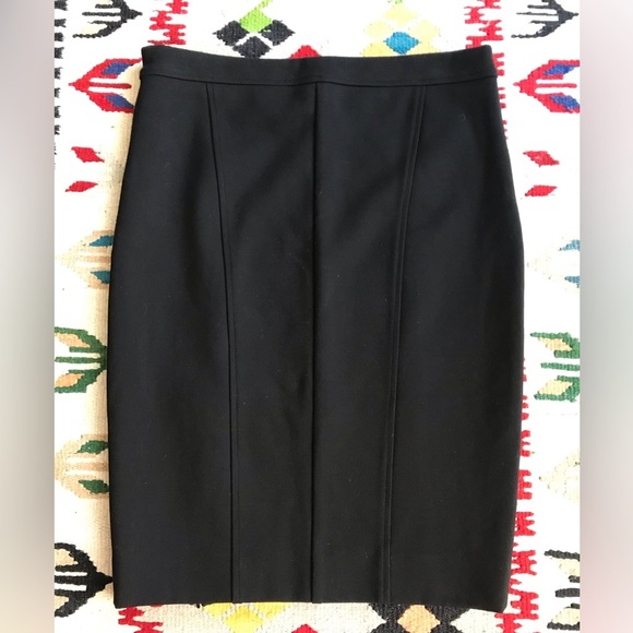 Sz 6🌹Le Chateau Zip Front Slit Black Pencil Skirt - Picture 5 of 8